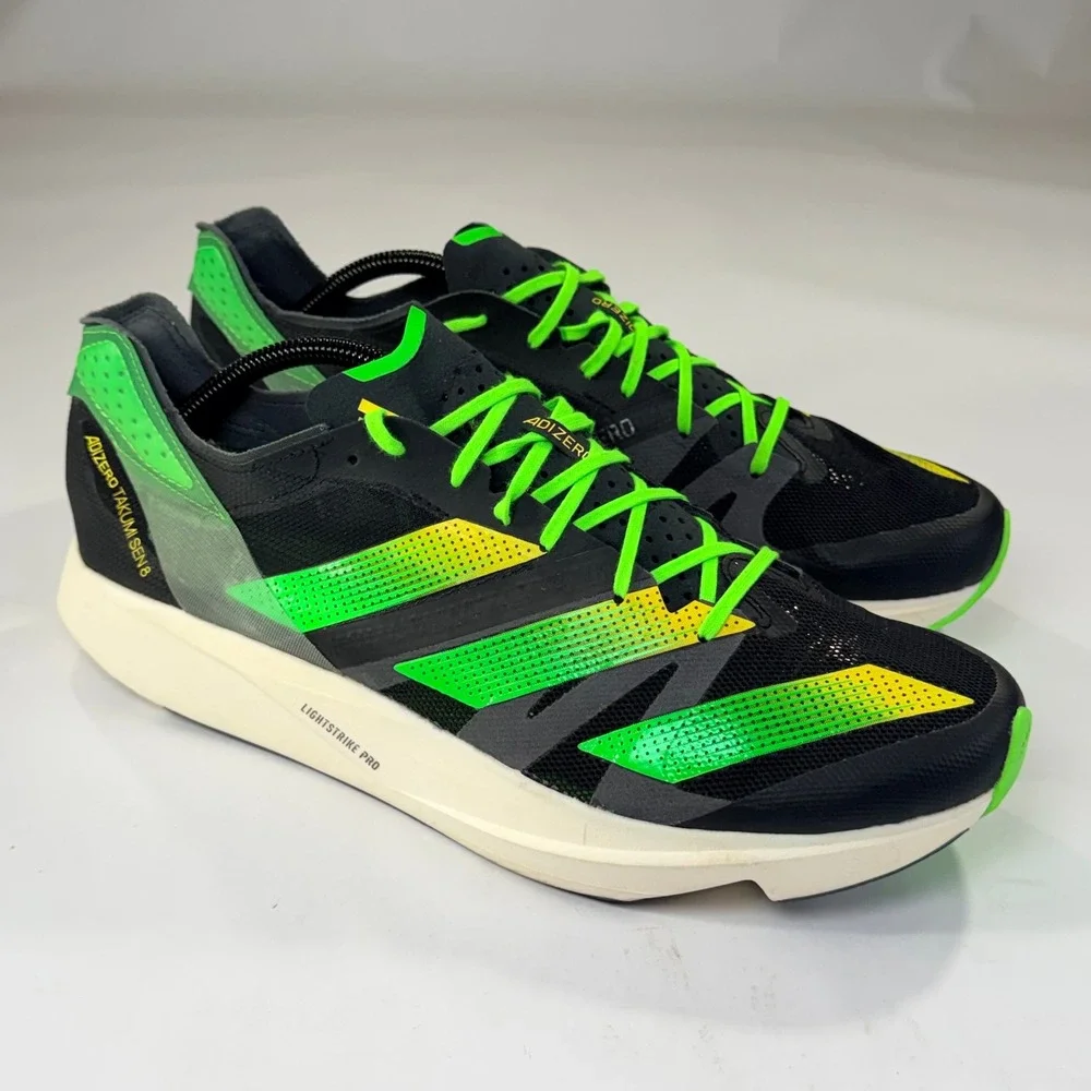 Adidas Adizero Takumi Sen 8 Running Shoes Mens 12 Black Neon Green Racing GY8405